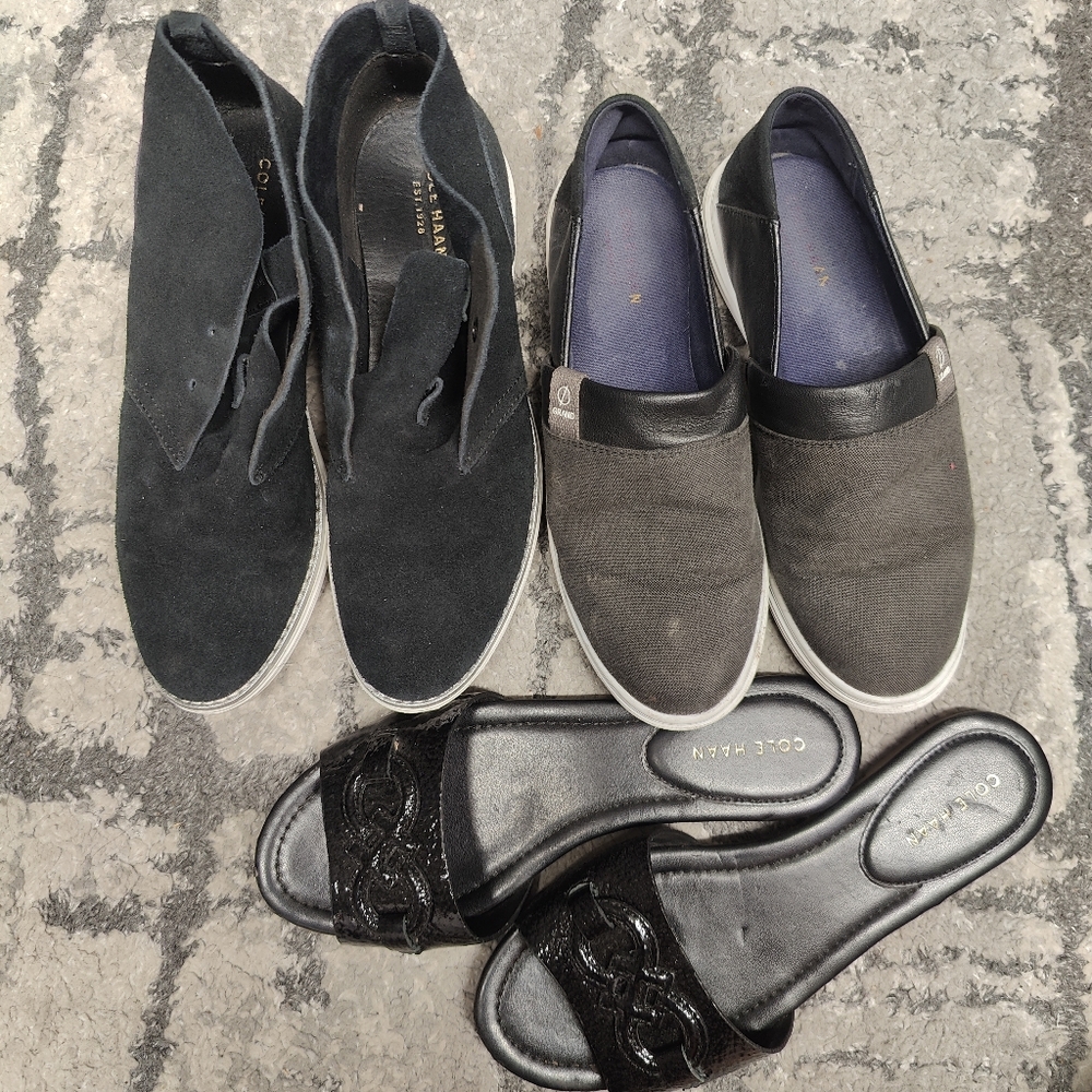 4 pairs of Cole Haan flats Loafers high top size 5,free size 6 sandals